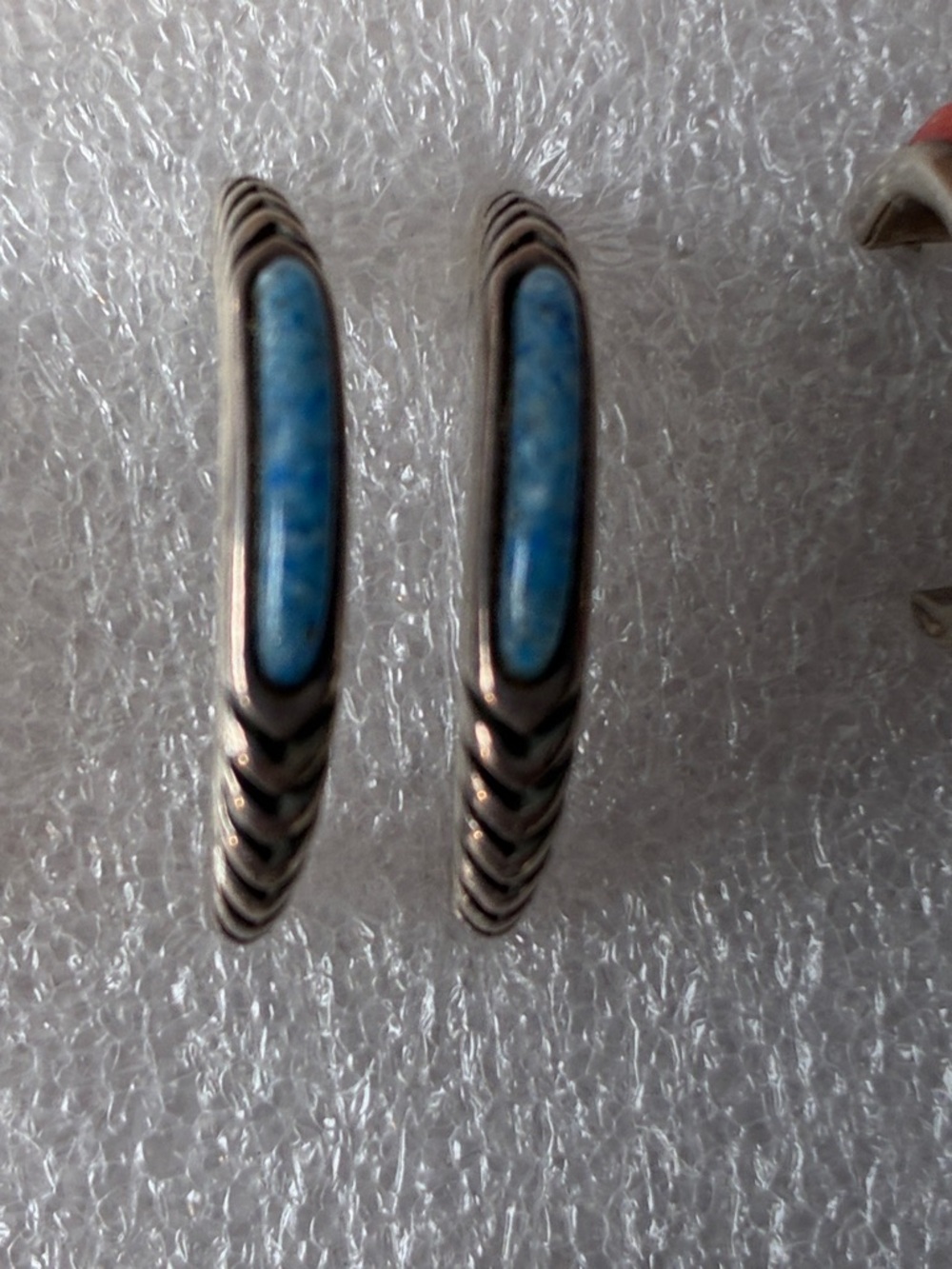 Sterling Silver and Lapis Hoop Earrings